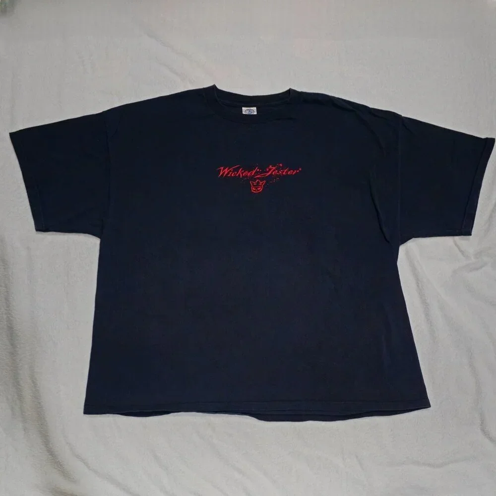 Wicked Jester Graphic Tee ✦ Black & Red Delta Cotton ✦ 3XL Loose Fit Y2K Vintage - Picture 1 of 5